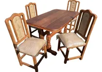 Comprar Juego De Comedor Mesa 1,60mts Con 4 Sillas Tapizadas