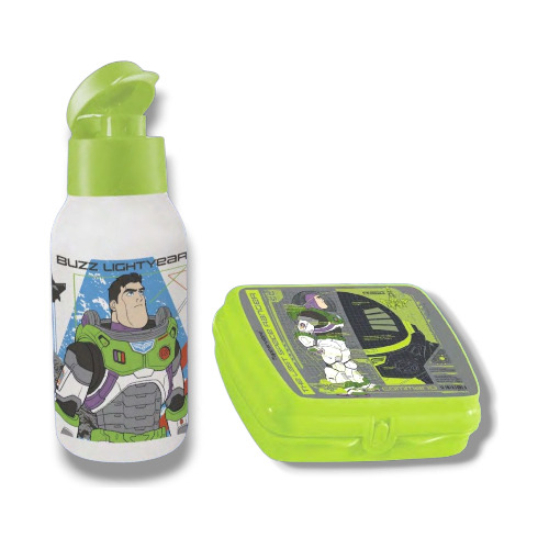 Set Botella Y Cuadrilunch Buzz Lightyear. Tupperware 