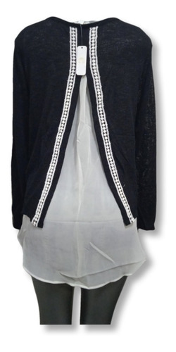 Blusa Negra Con Fondo Blanco Talla M