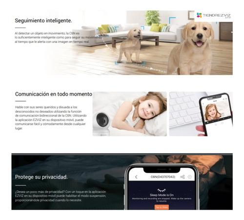 Ezviz C6n Wifi 1080p Seguimiento 360° + Soporte De Pared