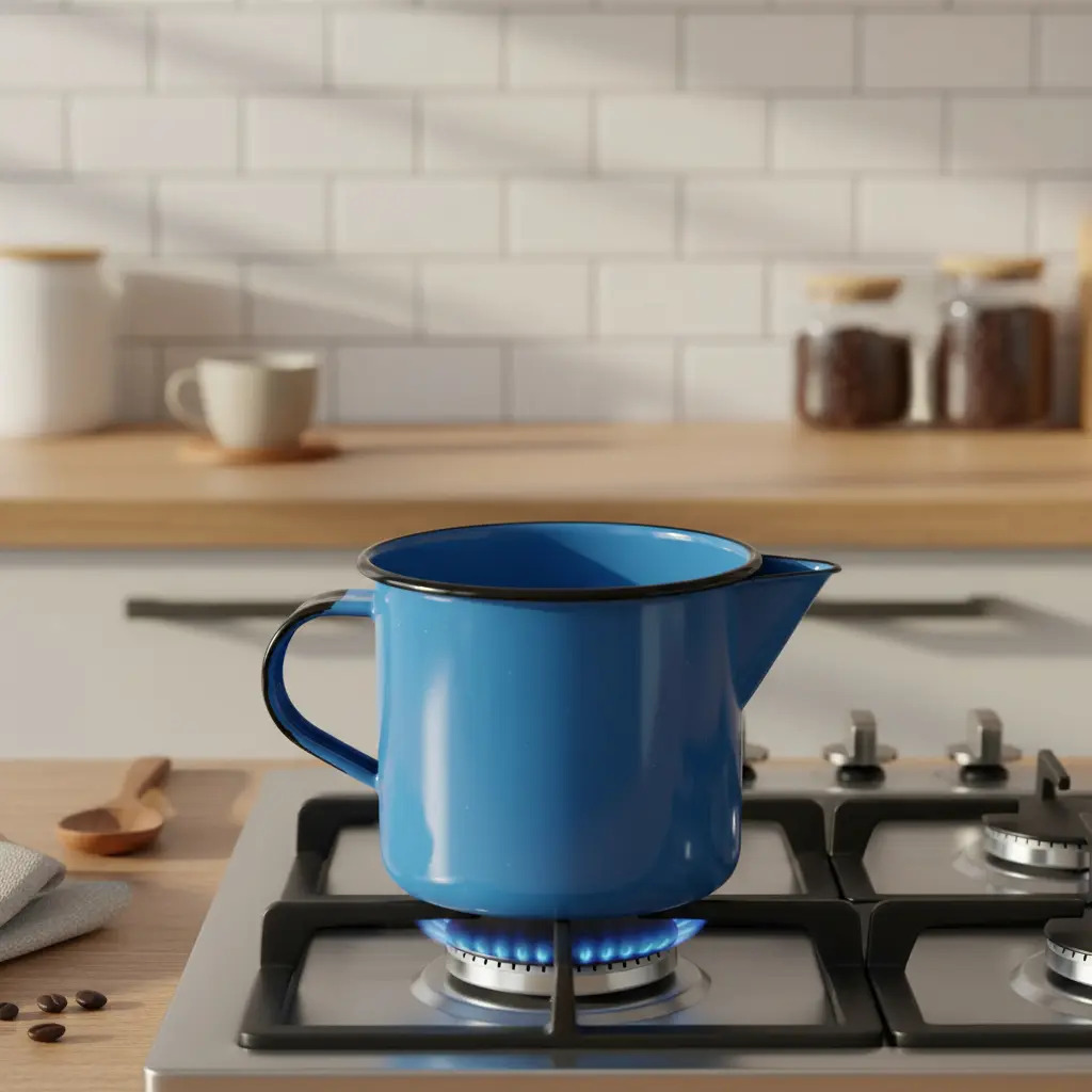 Caneca Ágata Azul 1L Ferro Esmaltado Compatível Fogão Indução
