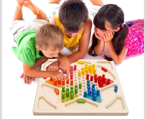 Damas Chinas Tablero Y Ludo Juego De Madera Didáctico Niños