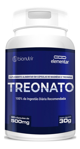 L-treonato de magnesio (500 mg) 60 cápsulas que ayudan a recordar el sabor original L-treonato de magnesio