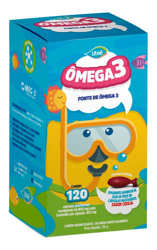 Ômega 3 Kids Cápsulas Mastigáveis Litee Com 120 Unidades Sabor Cereja