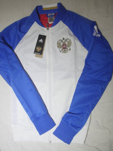 Imagen 1 de 8 de Campera adidas Rusia Doble Tela Blanca/azul Nueva