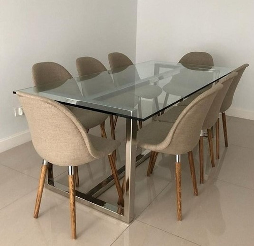 Mesa Comedor Vidrio Base Cromo