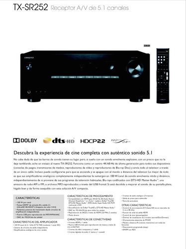 Receiver Onkyo Tx Sr 252. Ultra Hd 4k. Nuevo. Garantía