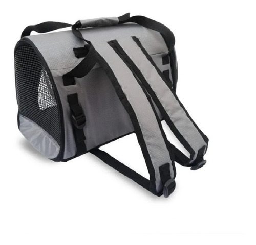 Maletin Morral Transportador Guacal Para Mascotas Color Gris