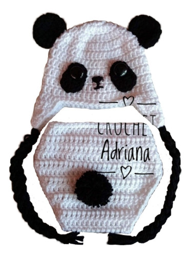 Conjunto Set Oso Panda Bebé Crochet