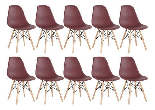 10 Cadeiras Charles Eames Wood Cozinha Eiffel Dsw Cores Cor da estrutura da cadeira Marrom