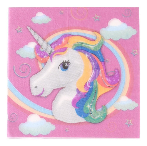 40 Piezas Servileta De Color Rosa Mágico Unicornio Para