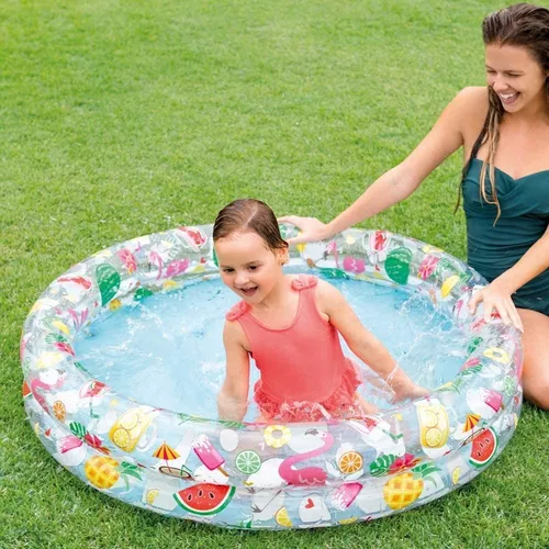 MINKUROW Piscina inflable para niños, piscina inflable de 3 anillos para  bebés con piso de burbujas
