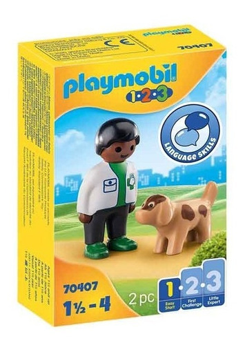 Playmobil 70407 1.2.3 Veterinario Con Perro