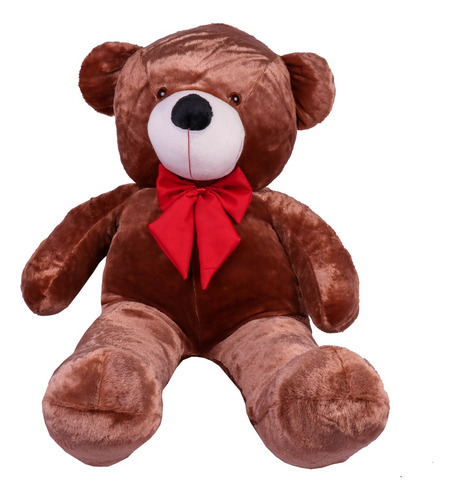 Urso Gigante Pelúcia Grande Teddy 1,10 Metros-mel/vermelho