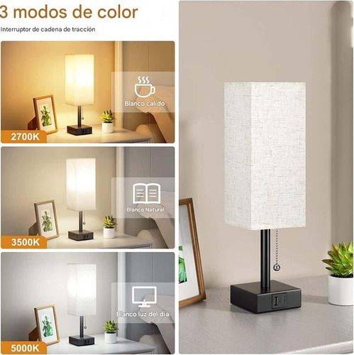 Luz Nocturna Táctil De Escritorio Toma 2pack Beige