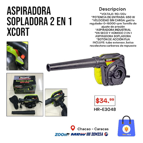 Aspiradora Y Sopladora 2 En 1 De 650w Profesional Xcort 