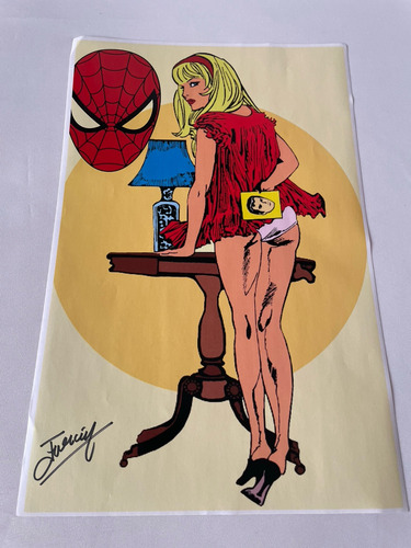 Poster Del Hombre Araña Gwen Stacy Autografo Jose Luis Duran (Usado)