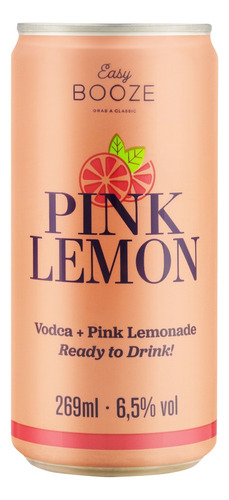 Bebida Mista Alcoólica Gaseificada Vodca + Pink Lemonade Easy Booze Lata 269ml