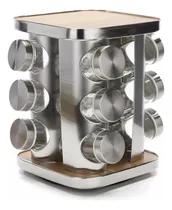 Comprar Especieros Giratorio Condimenteros X12 Acero Inox Con Madera Color Cuadrado