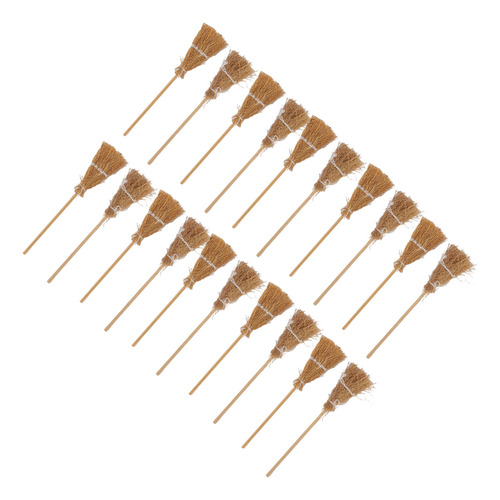 Set De 20 Mini Escobas Decorativas Estilo Bruja Con Cuerda