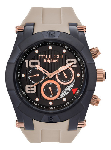 Reloj Casual Mulco Mw-5-4828-115 Kripton Correa Color Beige Bisel Y Fondo Color Negro