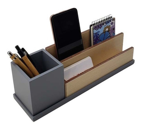 Organizador De Mesa Escritorio Home Office Madeira Luxo 