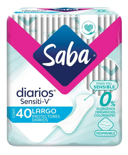 Imagen 1 de 1 de Pantiprotectores Saba Diarios Sensiti-v Regulares Largo 40 Protectores