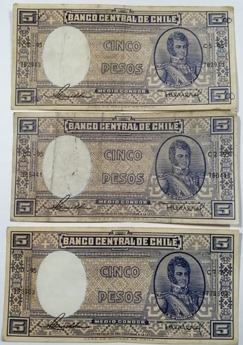Billetes Chilenos 5 Pesos - Maschke-herrera - 1953-1958-tl2