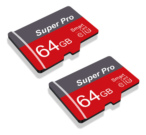 Super Pro-2 64 Gb Memory Card Set With Adap Red Gray