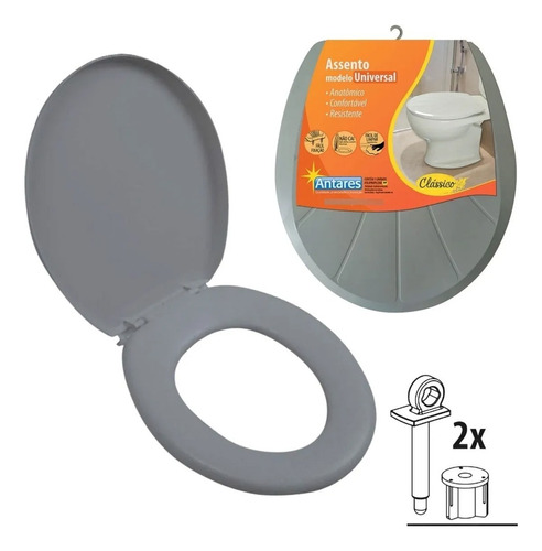 Assento Tampa De Vaso Oval Sanitário Universal Cor Cinza