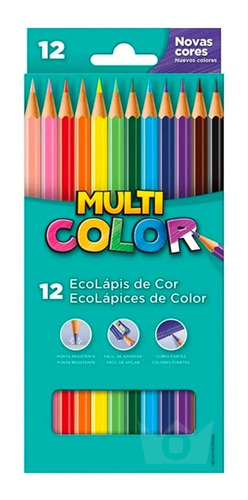 Lápis De Cor Multicolor Faber Castell Escolar 12 Cores Vivas