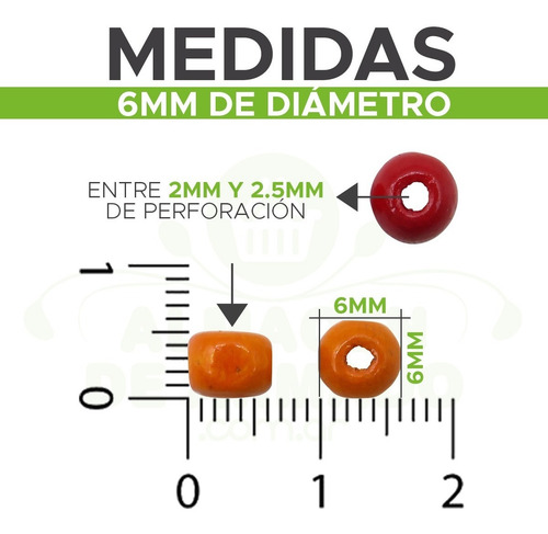 Imagen 3 de 6 de 300 Cuentas De Madera Bolita 6 Mm El Mejor Precio!! Colores