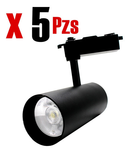 Luminario Para Riel Led 15w Luz Blanca 5 Pz Color Negro