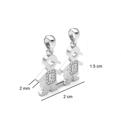 Imagen 3 de 10 de Dije 2 Niños Con Circonias Y Plata .925 Agálea Joyería