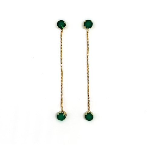 Aros Circones Verde Cadena Colgante Enchapado Oro 18k