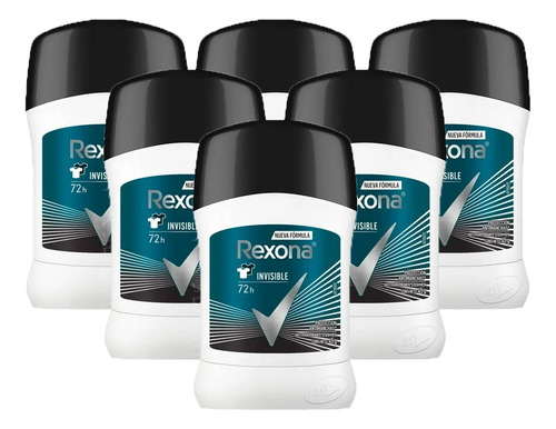 Desodorante Rexona Invisible Barra X6 Unid