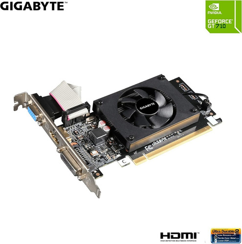 Imagen 3 de 4 de Tarjeta De Video Gigabyte Gt 710 2gb Ddr3 Pci Expres Hdmi