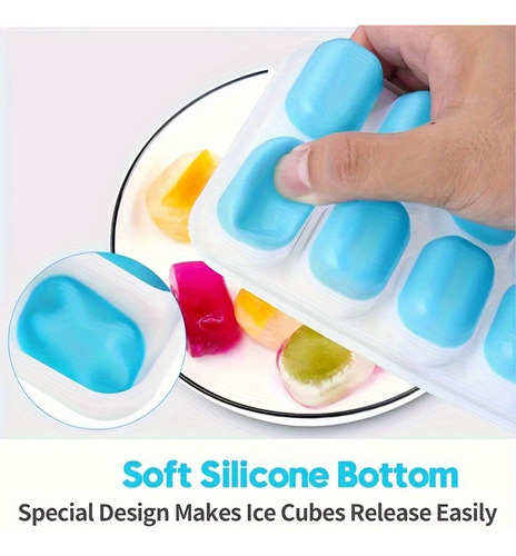 Juego De 4 Bandejas Para Cubitos De Hielo De Silicona Con