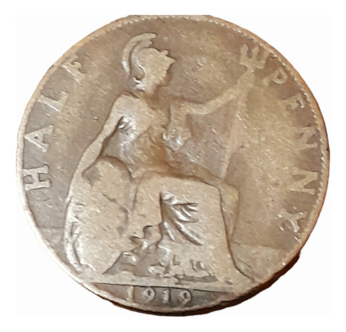 Moneda Half Penny 1919 Inglaterra 