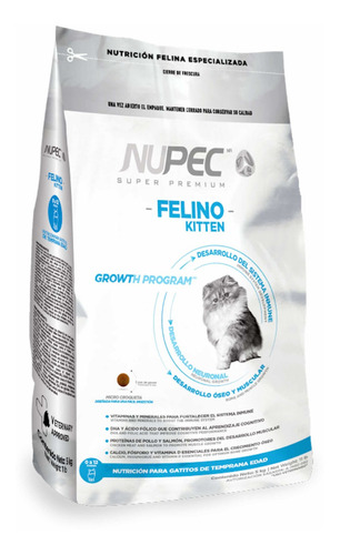 Alimento Nupec Nutrición Felina Especializada Kitten para gato de temprana edad sabor pollo, salmon y arroz en bolsa de 3kg