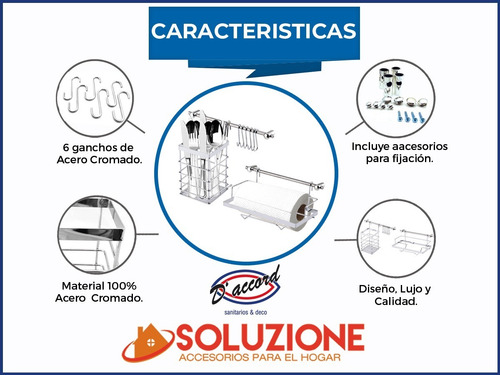 Set Barral Cocina 10 Piezas Colgar Acero Cromado Oferta !!!!