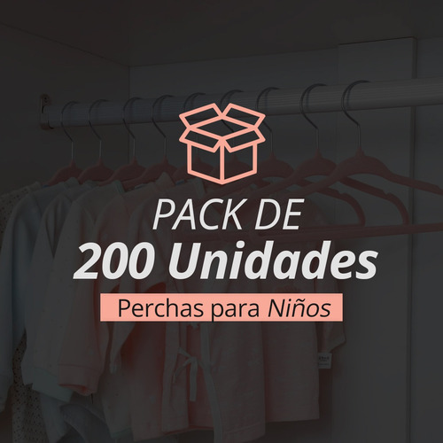 Pack 200 Percha Felpa Terciopelo Rosa Antideslizantes Niños