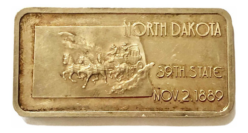 Medalla De Plata 1 Onza Conmemorando Estado De North Dakota (Usado)