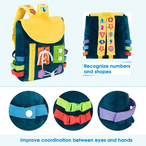 Mochila Para Niños Pequeños Busy Board, White Dolphin Toys,