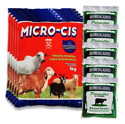 Micro-cis Sal Mineral 5kg Parasitos 5un Carrapato Inseticida
