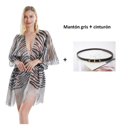 Salida De Playa Larga Mujer Cover Up Vestido Con Cinturón