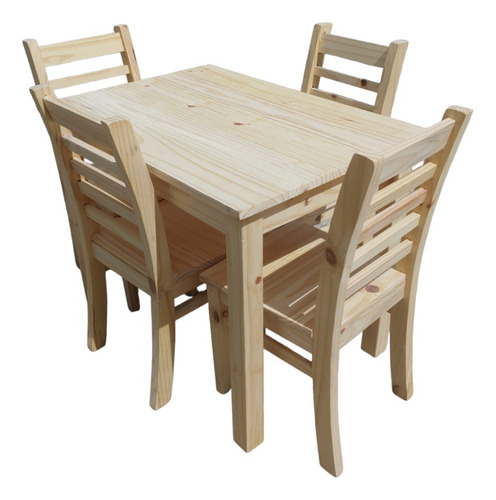 Juego De Comedor Mesa Y 4 Sillas Madera Maciza