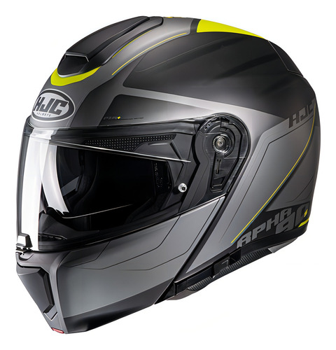 Capacete Moto Hjc Rpha 90s Robocop Com Óculos Solar Cor Preto/Cinza/Verde Tamanho do capacete 58