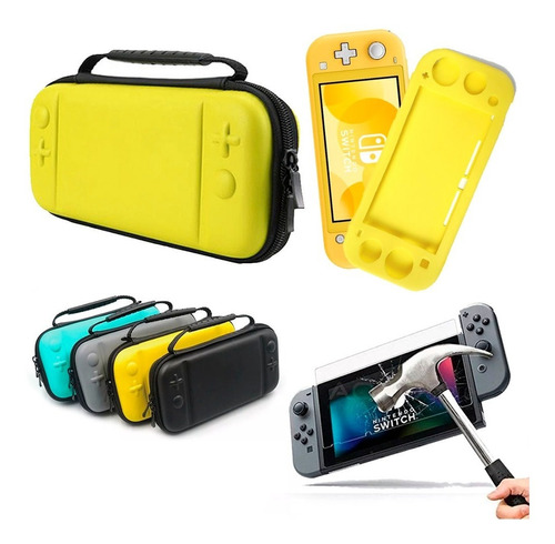 Estuche Para Nintendo Switch Lite + Mica Cristal + Bomper 