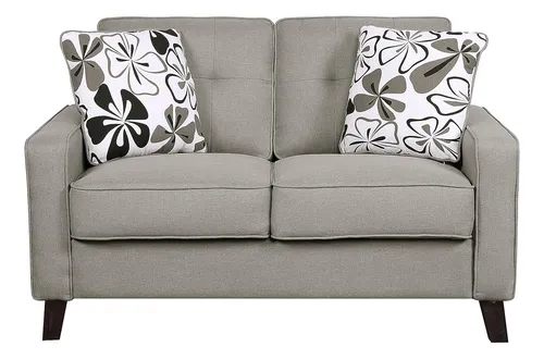 Modern Collection - Sofá Biplaza Tapizado De Lino Con Patas